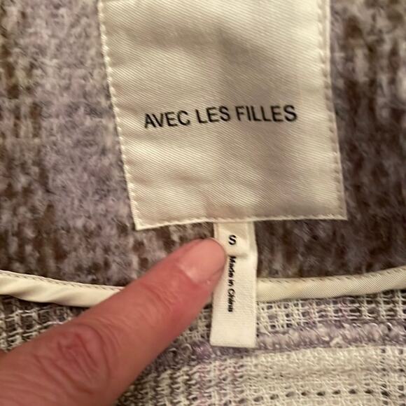 Avec Les Filles Purple White Brown Plaid Relaxed Oversized Jacket Shirt Size S - Picture 5 of 5